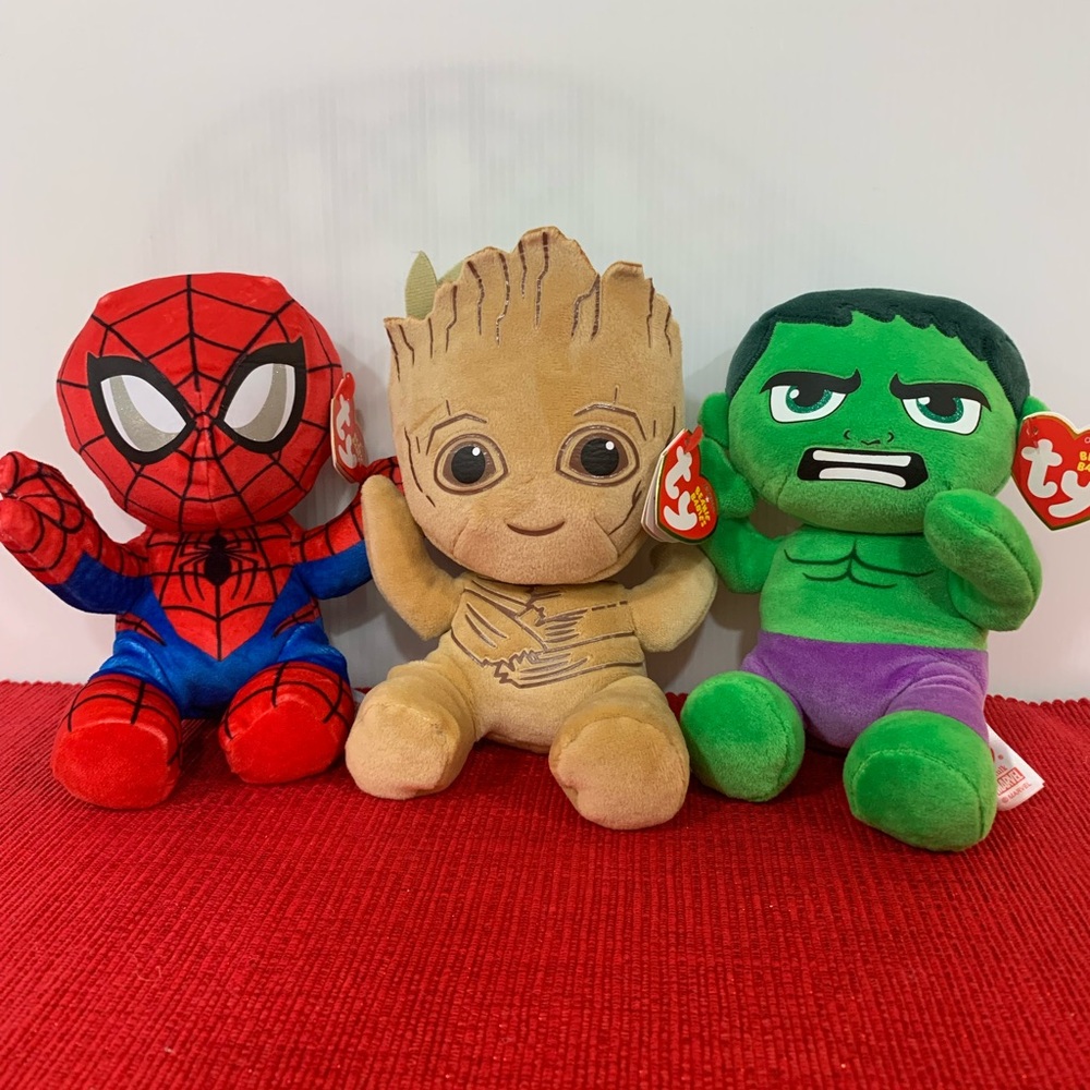 Marvel Plush Trio - Spider-Man, Groot, Hulk
